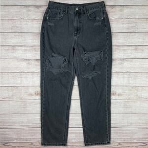 American Eagle Dark Gray Ripped Mom Jeans